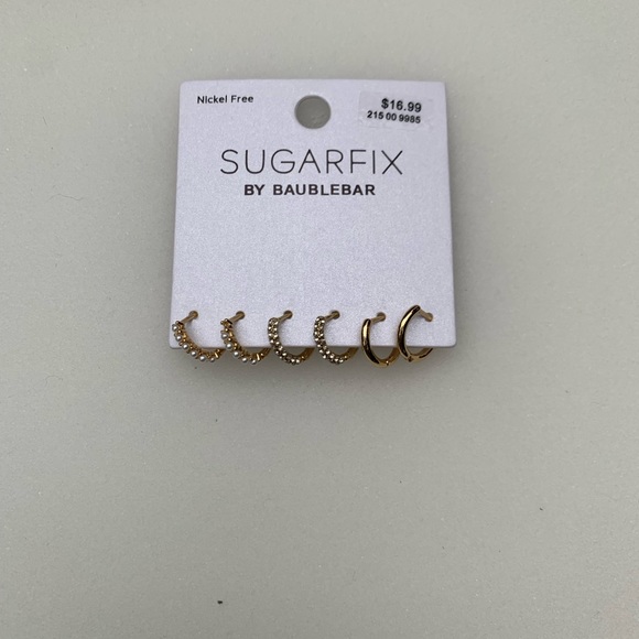 Sugarfix by BaubleBar Huggie Set, NWT, 3 Pairs, Goldtone - Picture 5 of 6